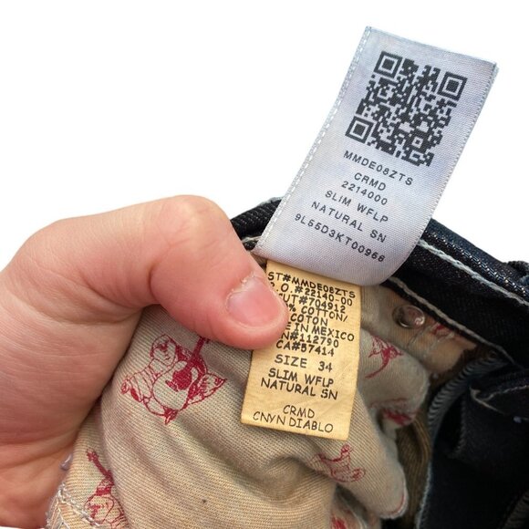 True Religion Jeans Size 34 SLIM FLAP T Blue Contrast Denim Jeans - Picture 9 of 9